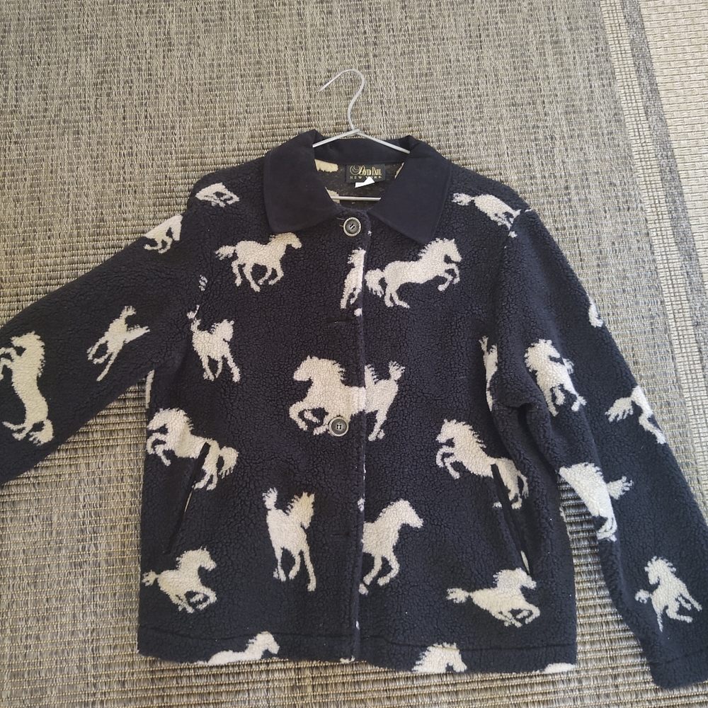 Horse Print Collared Cardigan